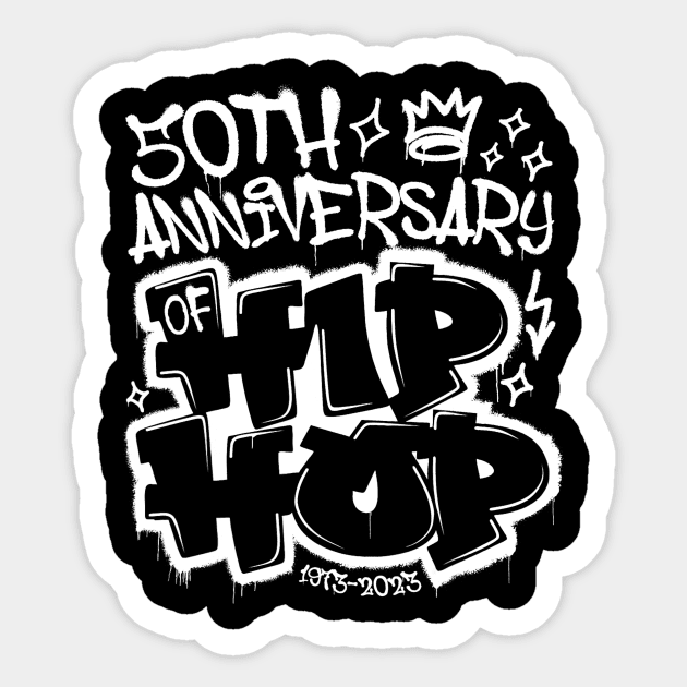 50 Years Hip Hop Vinyl Retro Graffiti 50th Anniversary Black White Sticker by connguoicoctinh